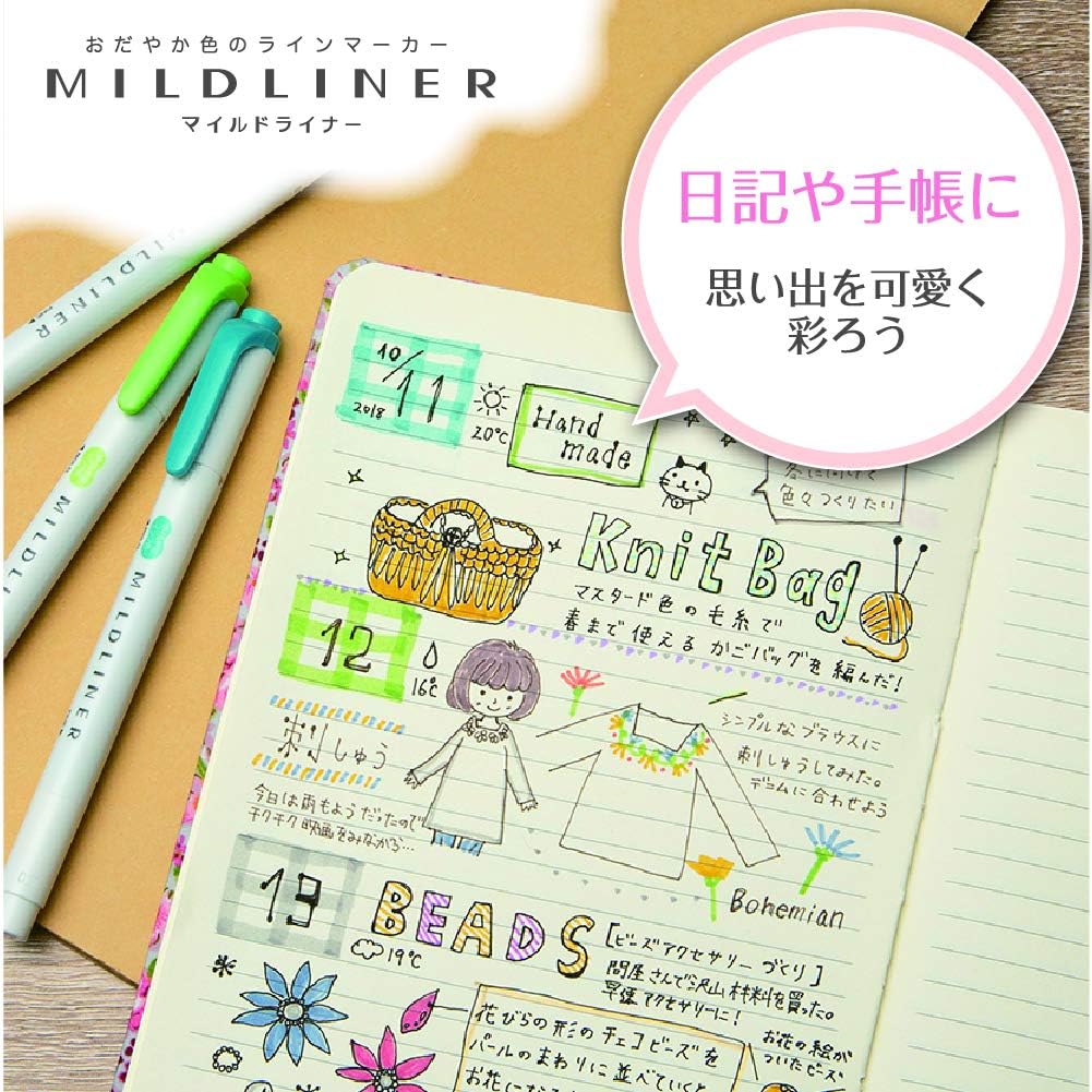 Detalle de ゼブラ マイルドライナー WKT7-25C 蛍光ペン 25色セット・水性顔料インク