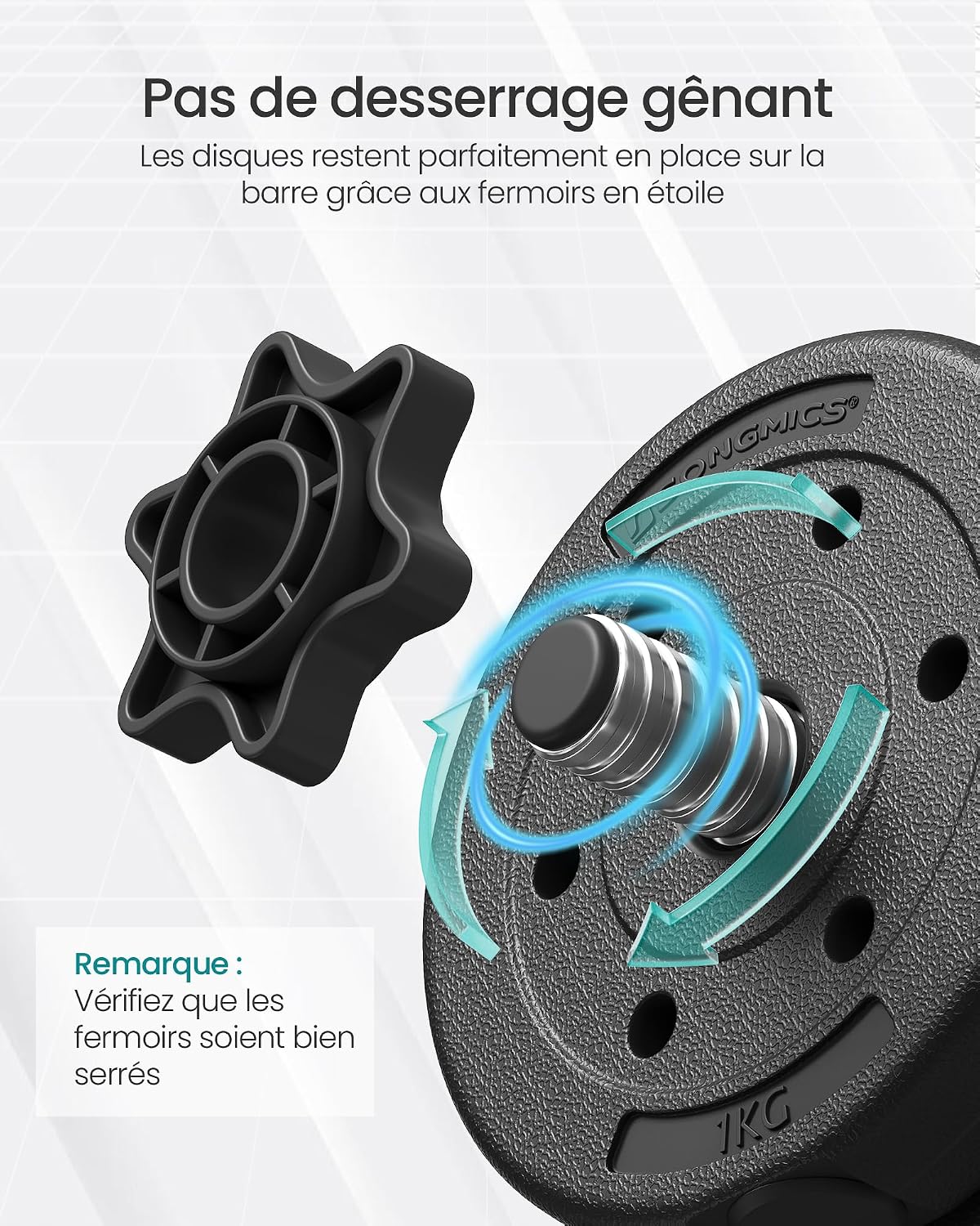 Detalle de SONGMICS SYL20HBKV1 2-in-1 verstelbare halterset, 20 kg