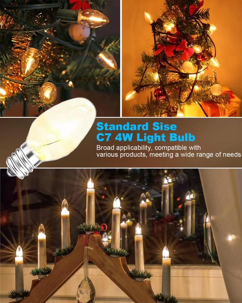 Thumbnail 6 de OuuKoo C7 120V 4W Incandescent Bulbs, Dimmable E12, 2700K Warm White