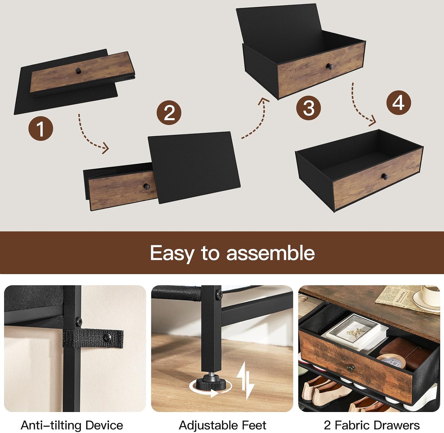 Thumbnail 5 de usikey Shoe Rack 5-Tier Shoe Organizer for 20 Pairs