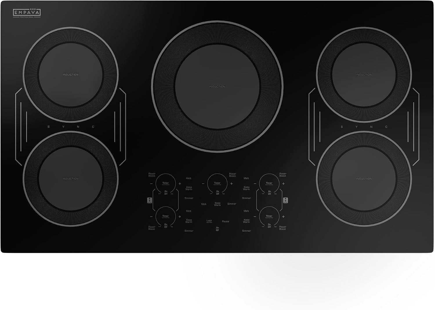 Detalle de Empava EMPV-36EC83H 36-Inch Induction Cooktop, 5 Burners, Bridge-SYNC