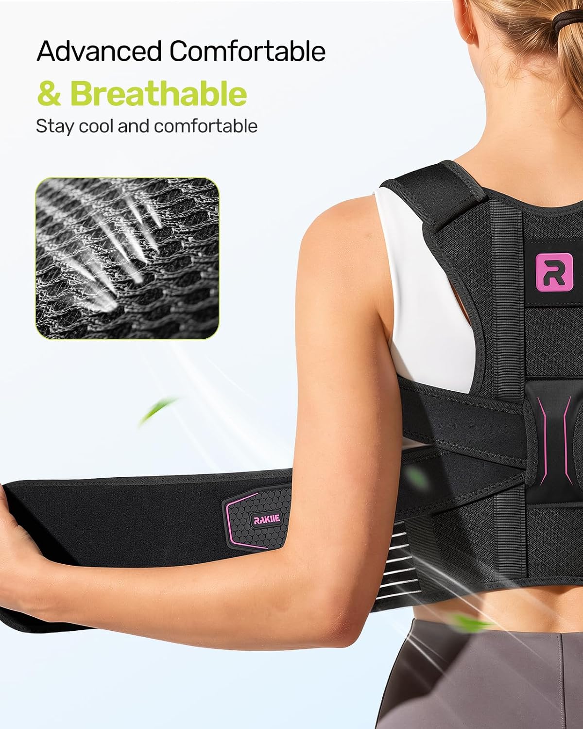 Thumbnail 4 de Rakiie Posture Corrector for Women and Men (Rose Red, M) with Upgraded Back Support