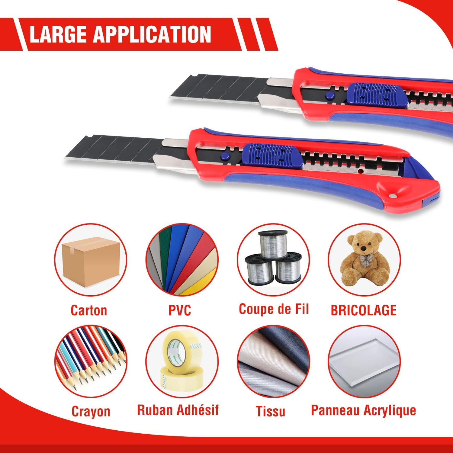 Thumbnail 5 de WORKPRO Cutter pro 18 mm lot de 5 avec lames SK5 🛠️