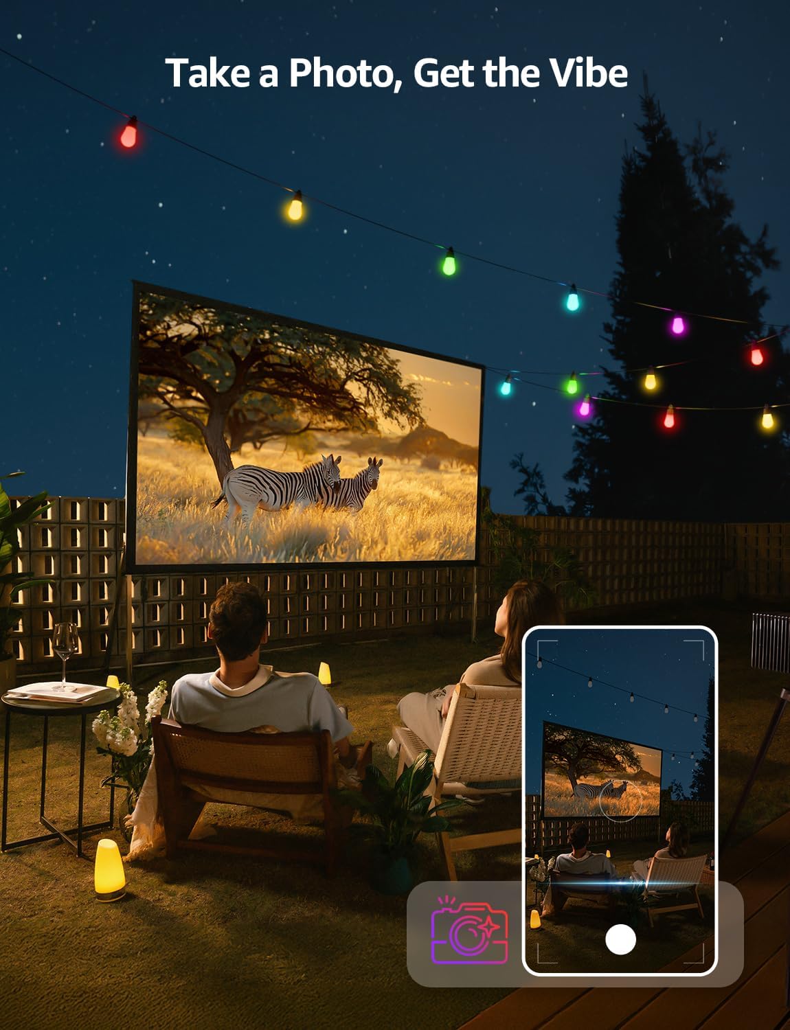 Thumbnail 4 de Lepro ZB1 AI Festoon Lights Outdoor 15m (RGB + IC Warm White) – Smart music sync string lights with Alexa