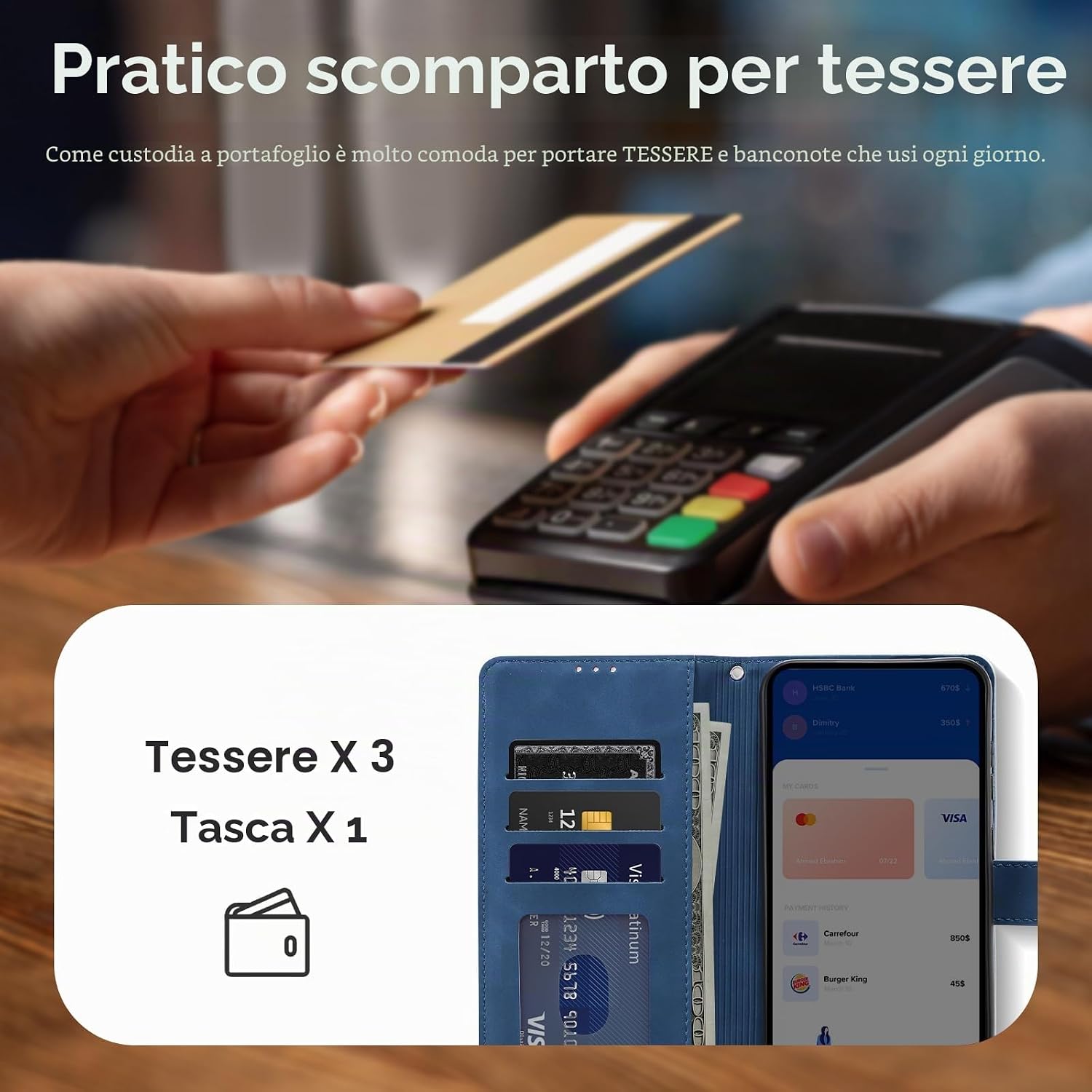 Detalle de AsWant Cover per Honor 400, Custodia Libro Premium in PU con Blocco Magnetico e Funzione Stand (Blu)
