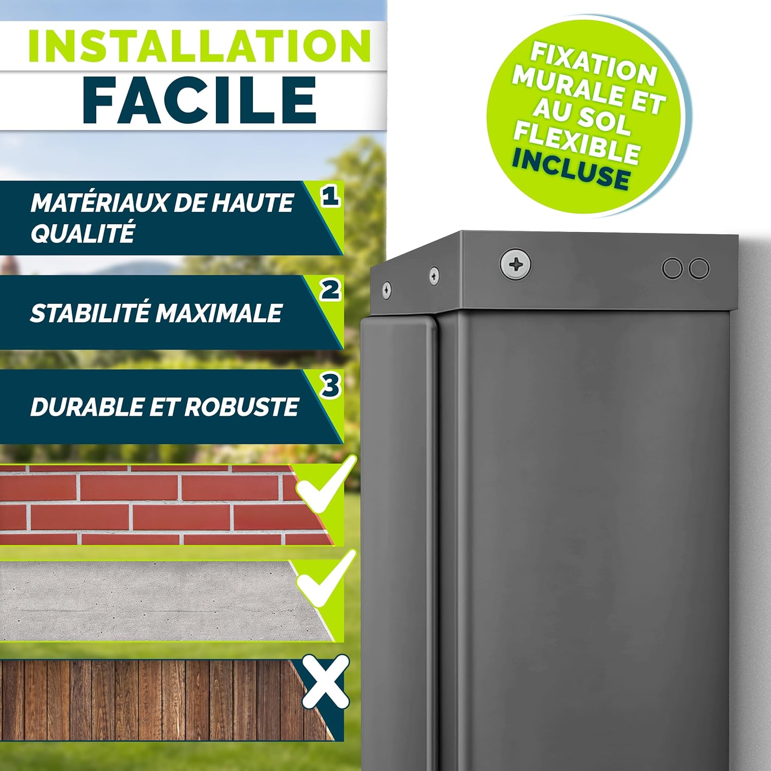 Thumbnail 3 de tillvex Store latéral 160 x 300 cm extensible et opaque avec housse de protection – brise-vue pour balcon, jardin et terrasse