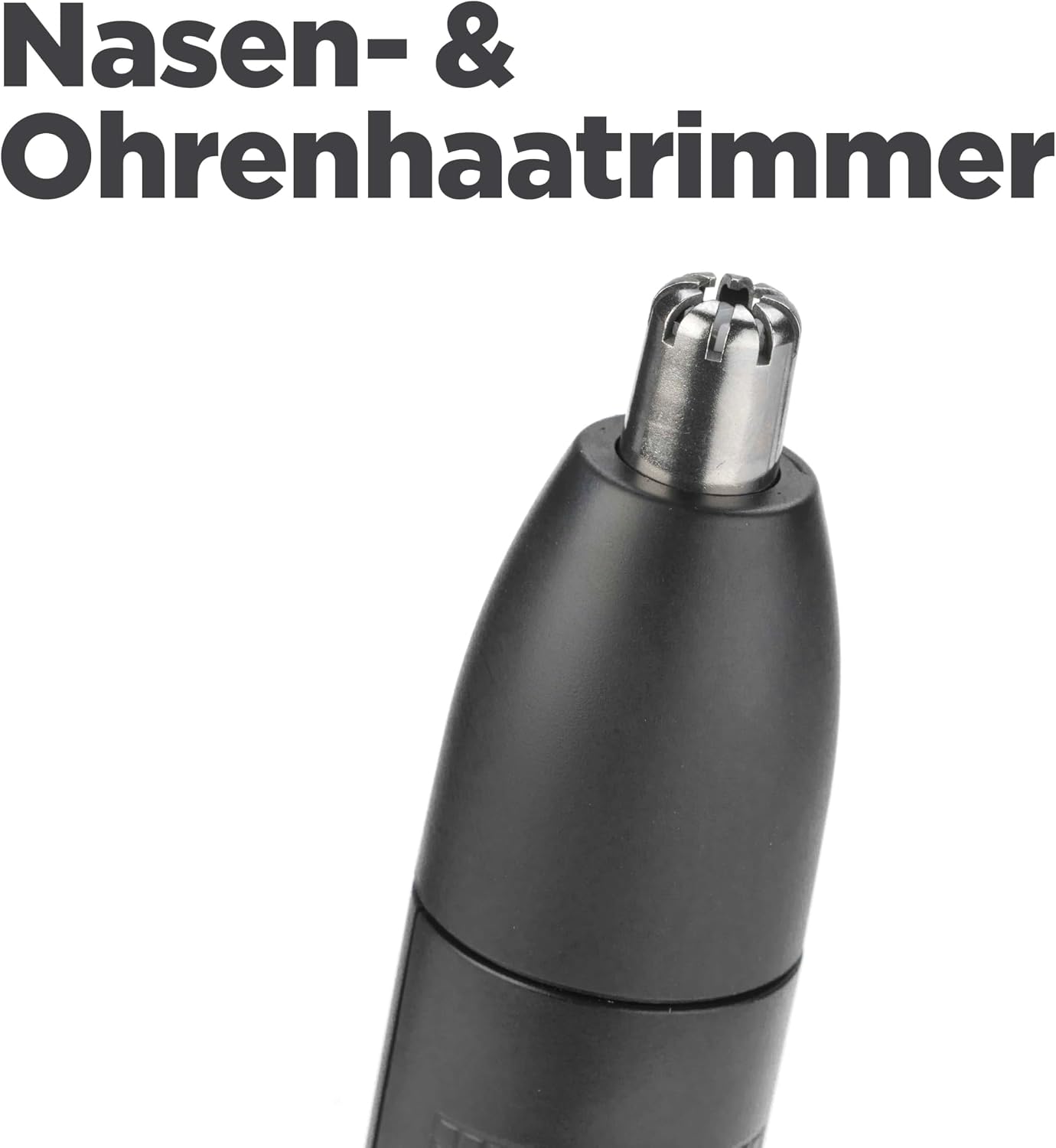 Detalle de BaByliss Nasen- und Ohrenhaarschneider E650E – Präzises 2-Klingen-System, batteriebetrieben, Edelstahl, abnehmbarer Kopf