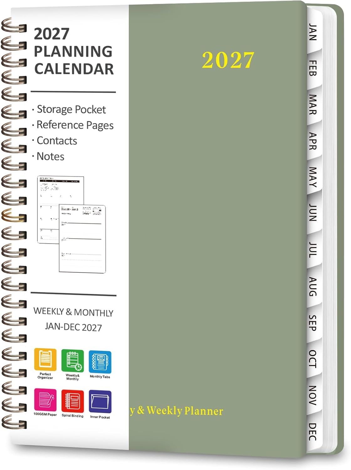 Detalle de VALOME 2027 Weekly and Monthly Planner, A5 Hardcover, 100 GSM Paper
