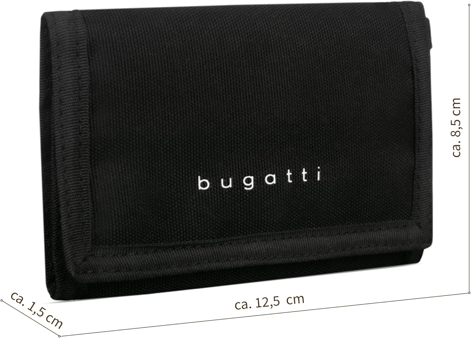 Thumbnail 1 de Bugatti Trifold portefeuille unisexe noir avec protection RFID et compartiment monnaie