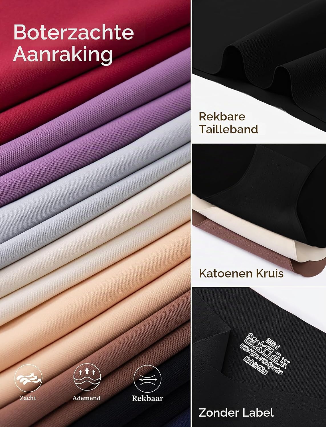 Detalle 1 de VOENXE naadloze damesonderbroeken, 5-pack met stretch en ademend ontwerp