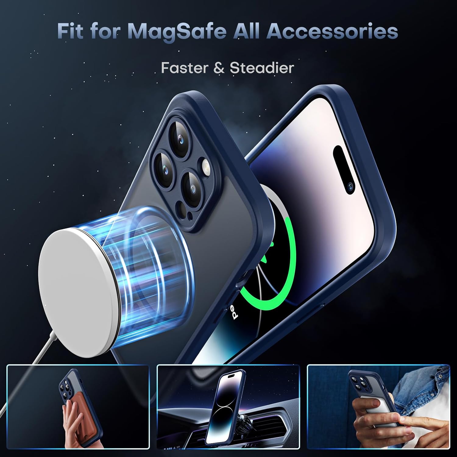 Thumbnail 2 de TOCOL Magnetic Case for iPhone 14 Pro Max (6.7-inch) with MagSafe and full camera protection — Dark Blue