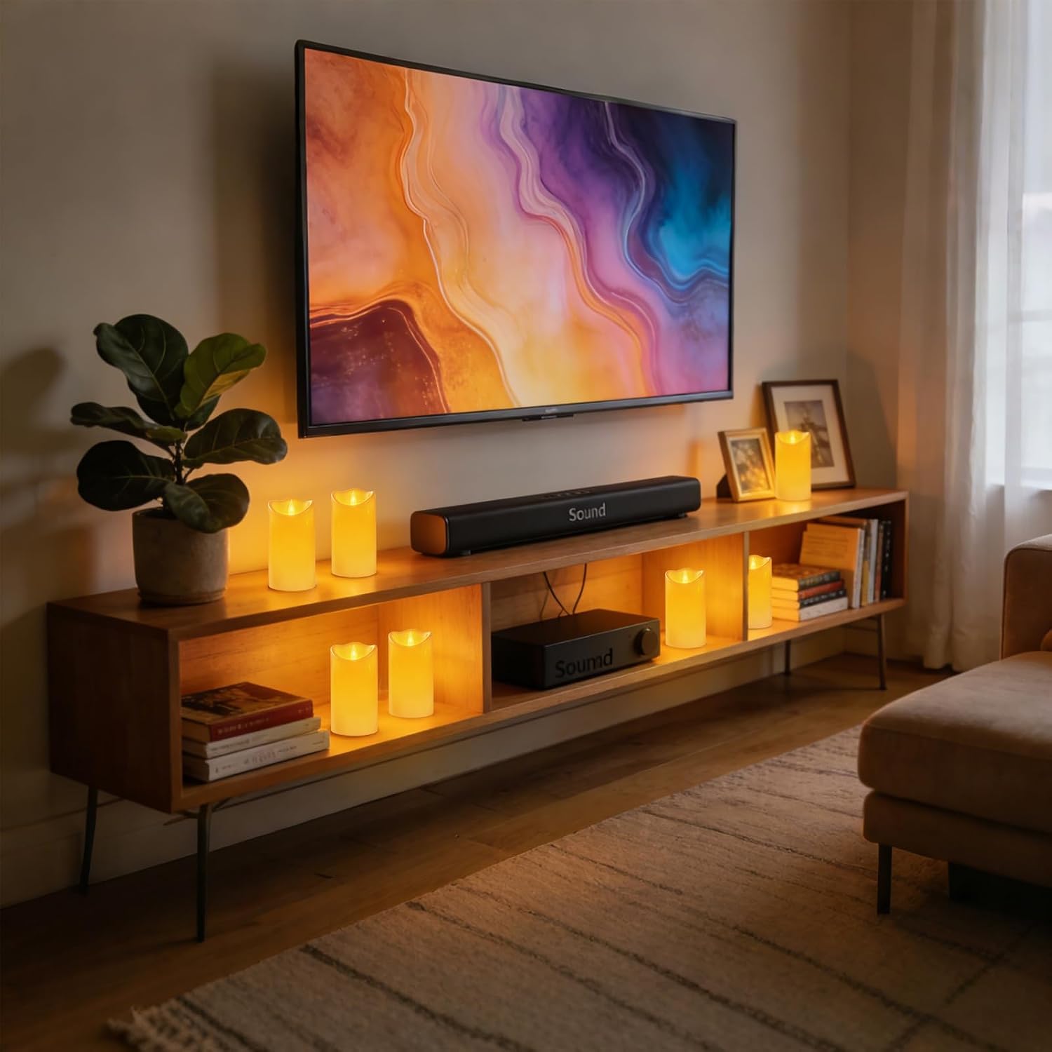 Detalle 1 de Haown HY-SJ-001 Outdoor Flameless Candles, 12-Pack with Dual LEDs and Remotes