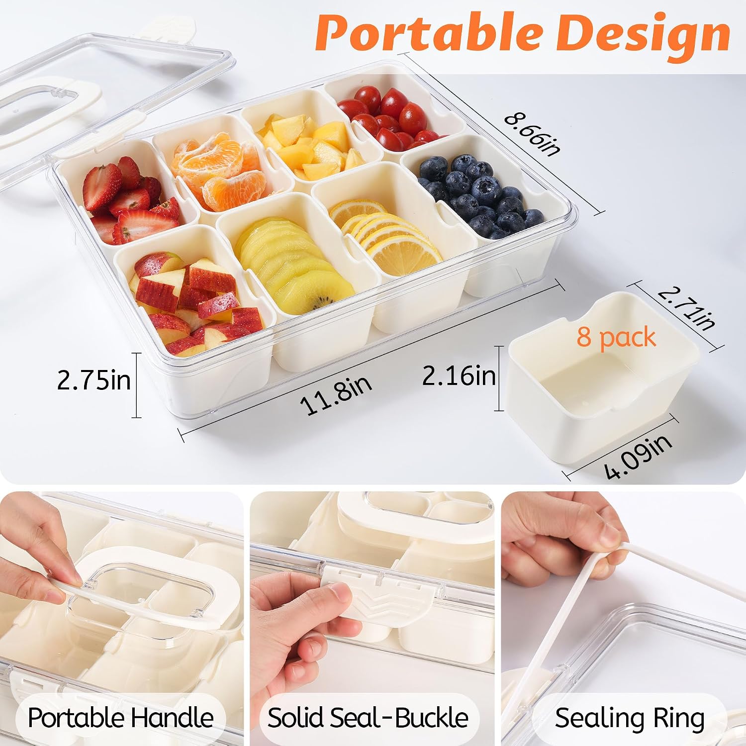Detalle de TCHZA Snackle Box Container with 8 Compartments