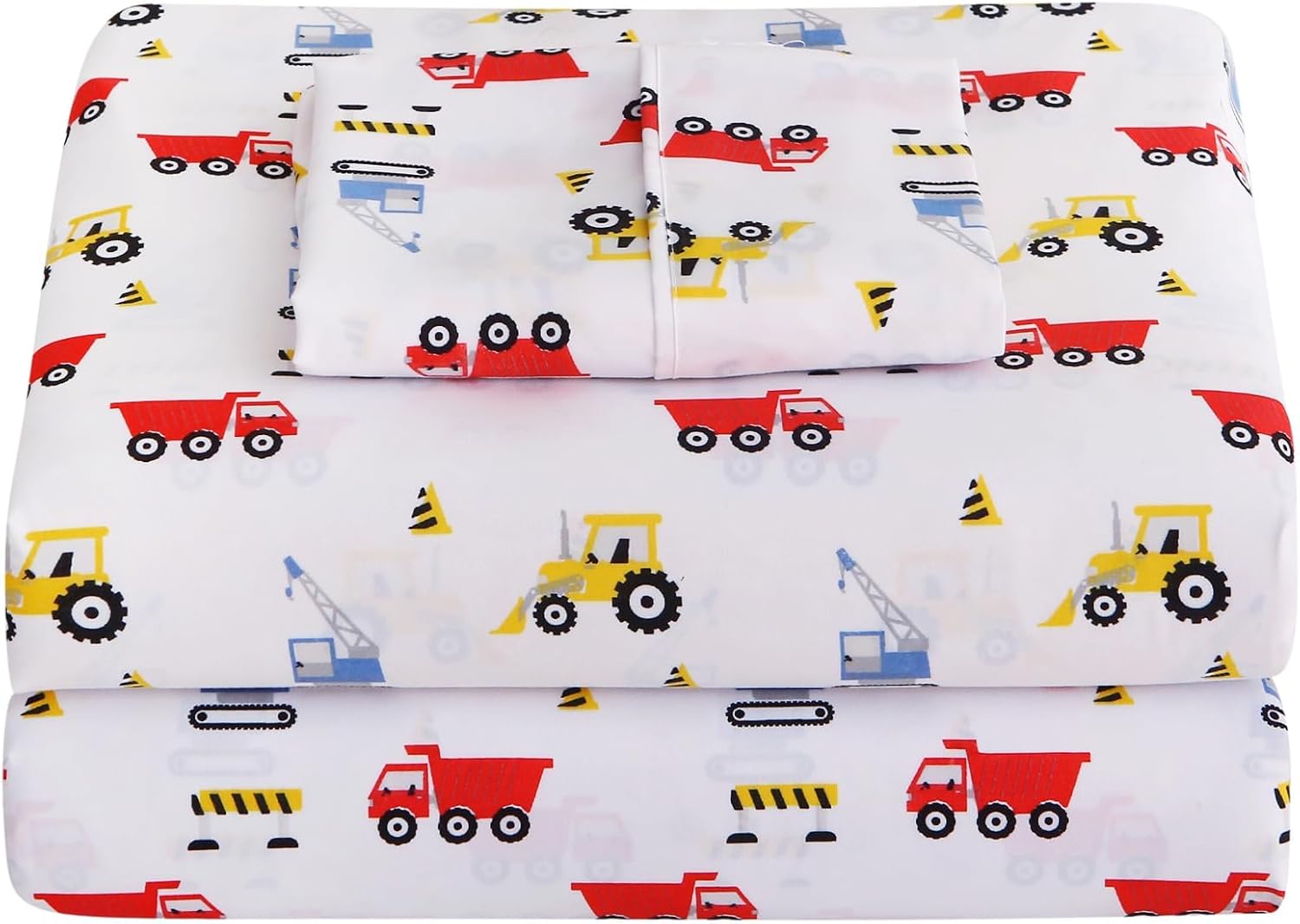 Detalle de softan MICSHTKIDTRUCKT Twin Kids’ Sheet Set, Microfibre, Construction Print