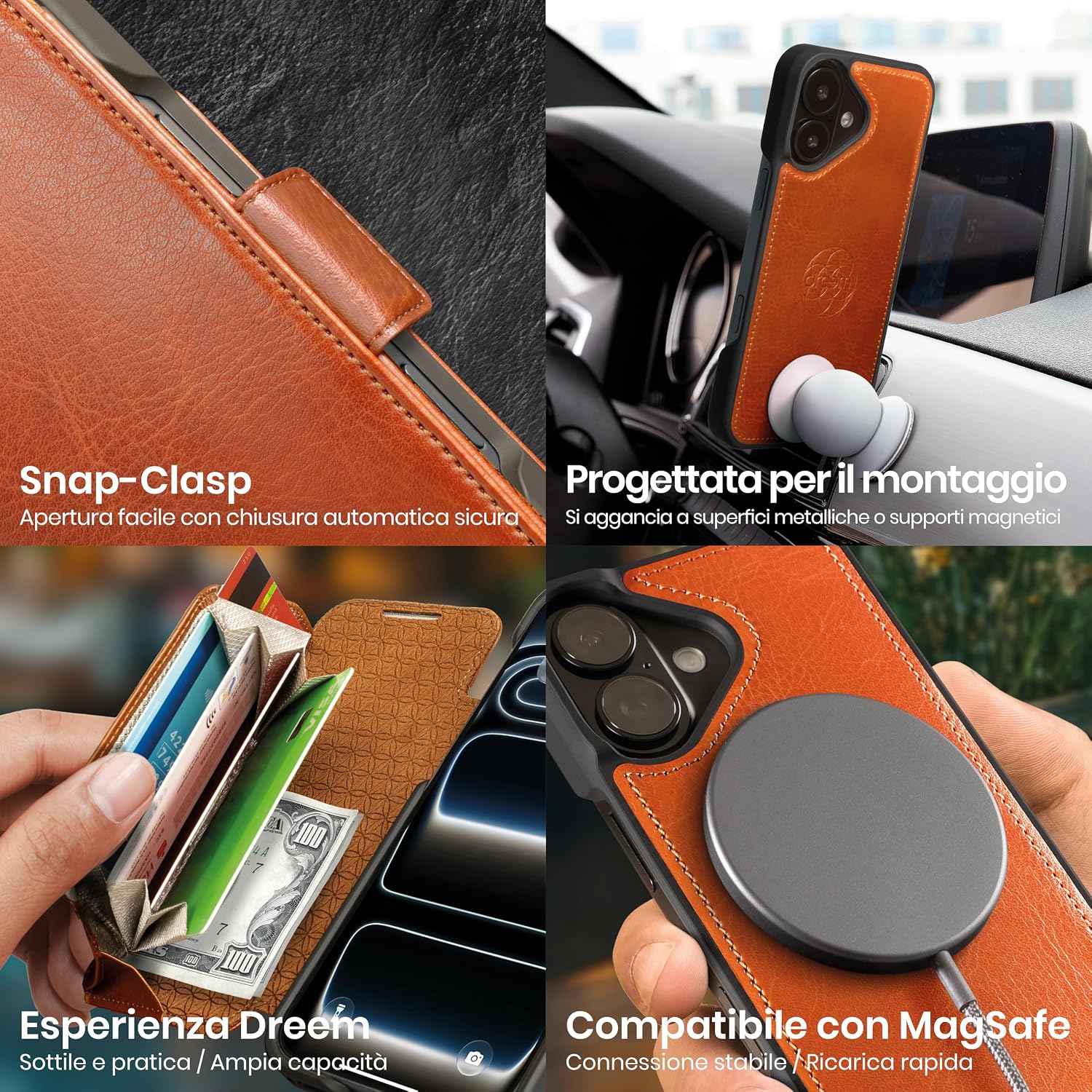 Detalle 2 de Dreem Wallet Case for iPhone 17 with 3-Way Stand and RFID Blocking