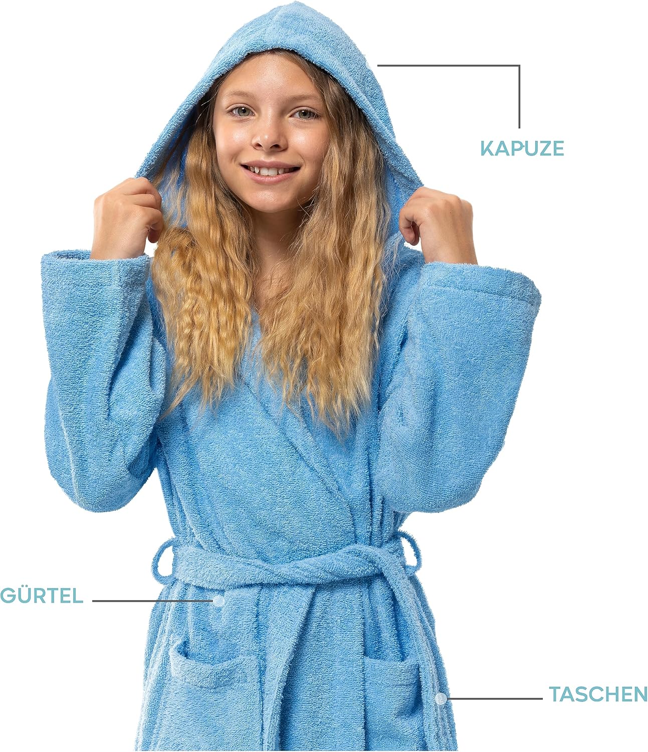 Detalle 2 de Twinzen Bademantel Kinder & Teenager 100% Baumwolle
