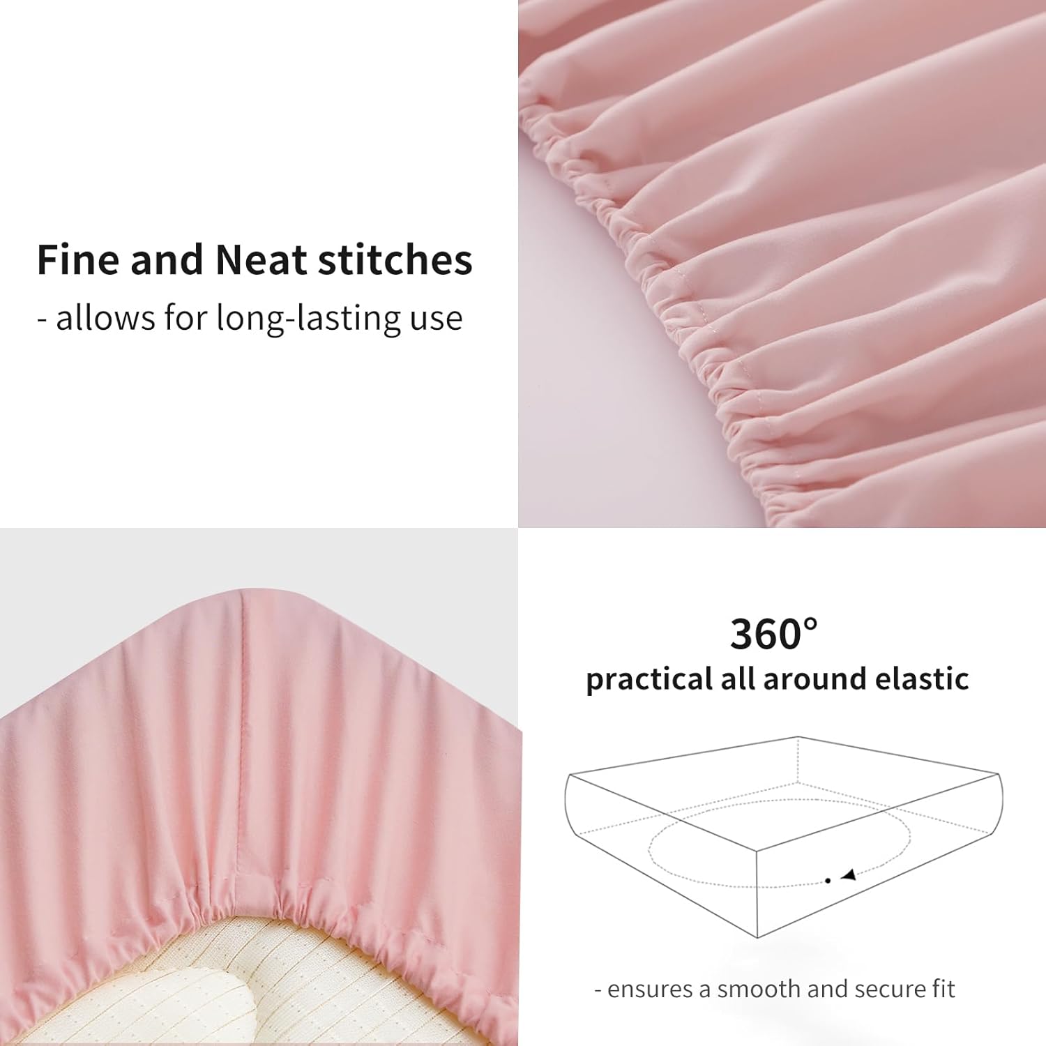 Thumbnail 6 de RUIKASI Drap Housse 160x200 Rose – Confort doux et élastique à 360°