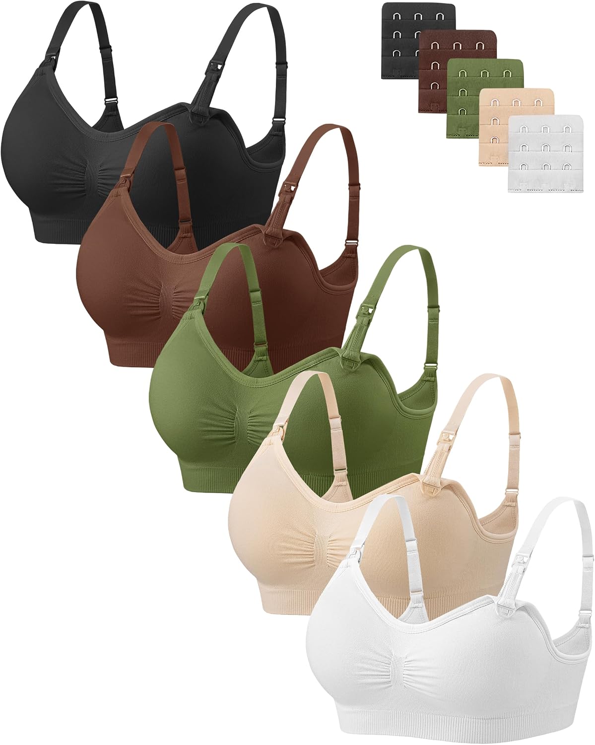Detalle de Angelhood Women’s Nursing Bras, 5-Pack, Seamless Wireless V-Neck
