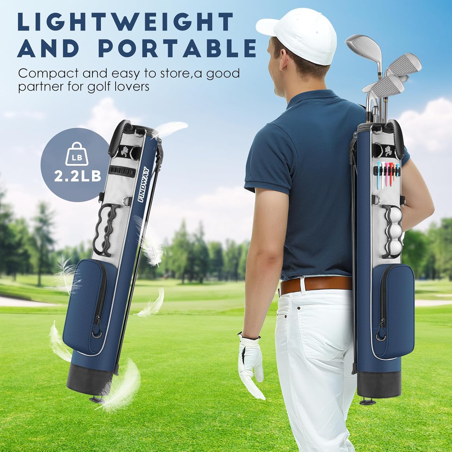 Thumbnail 5 de Findway Golf Stand Carry Bag with Strap — Lightweight, 31.5in Tall, Ideal for Driving Range and Par 3