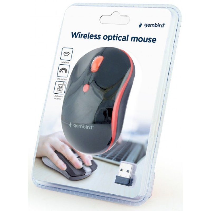 Detalle 2 de Gembird MUSW-4B-03-R Ratón Óptico Inalámbrico 1600 DPI Negro