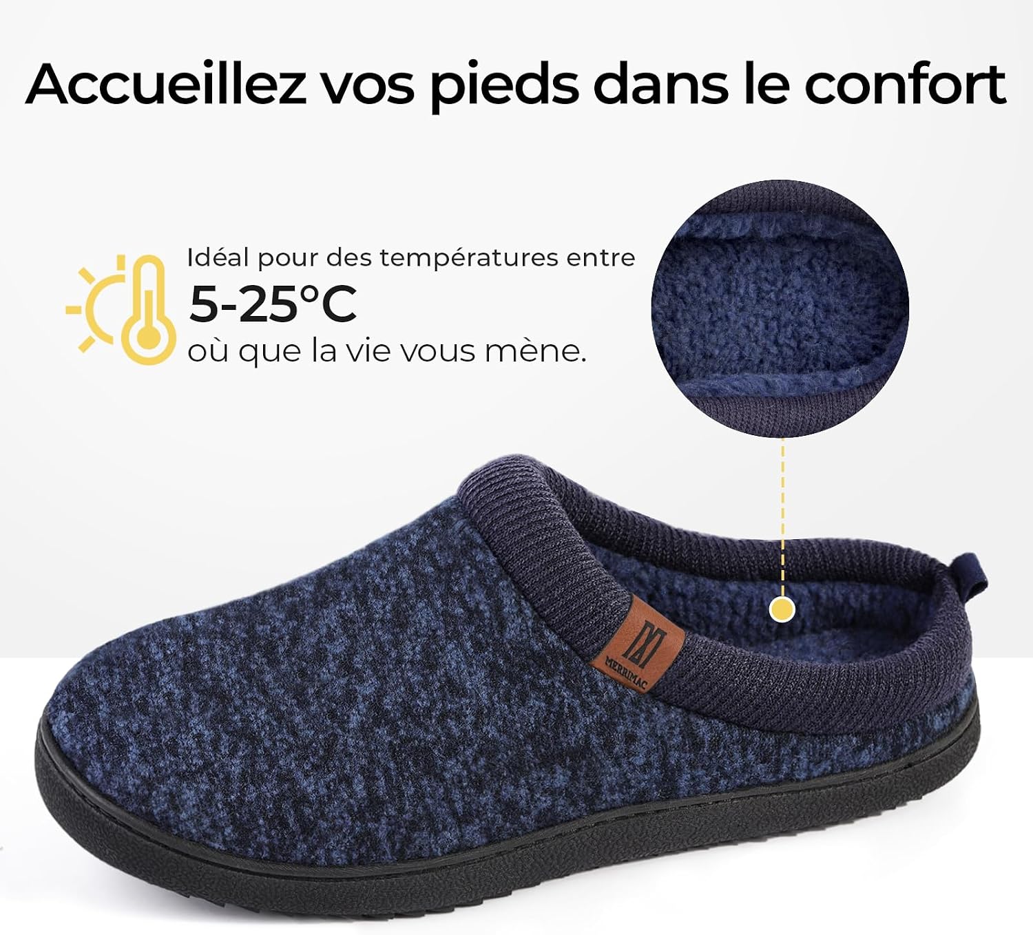 Thumbnail 5 de MERRIMAC Pantoufles mousse mémoire confort
