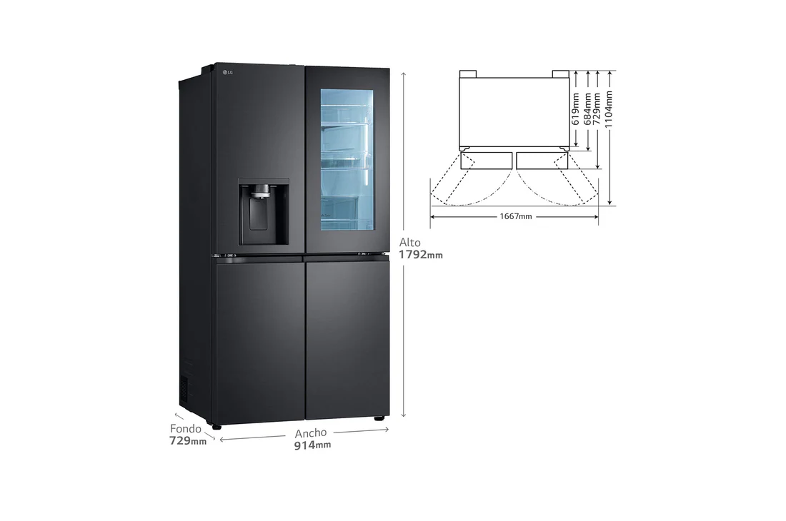 Detalle 2 de LG GMG960EVEE Frigorífico American Combi 638 L, acero negro