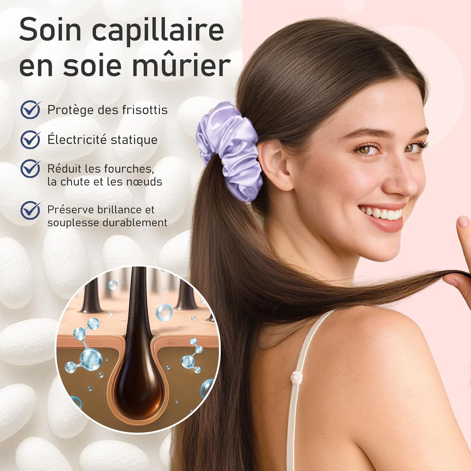 Detalle de Litbear Lot de 3 chouchous en soie 22 momme đ