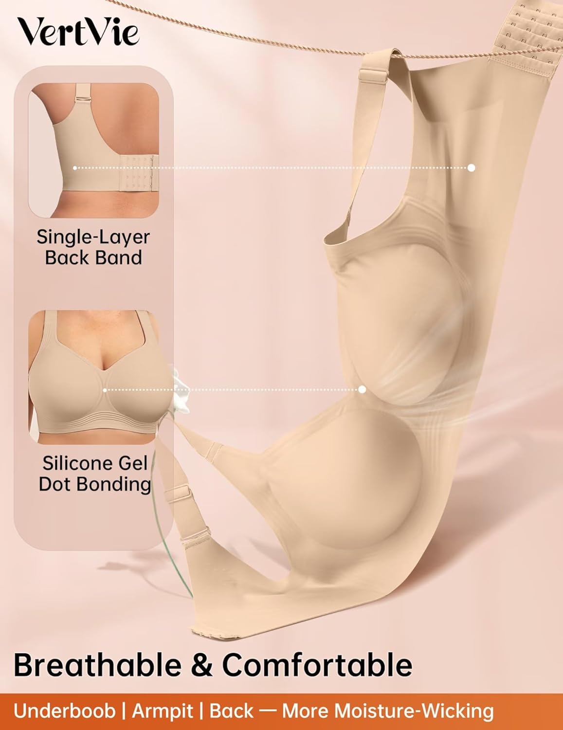 Thumbnail 6 de VertVie Gel Wireless Full-Coverage Bra for Women, Extra-Size, Back-Smoothing