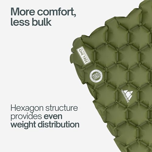 Thumbnail 5 de TRINORDIC Lightweight Inflatable Camping Mat with Built-In Pillow (550g, Green)