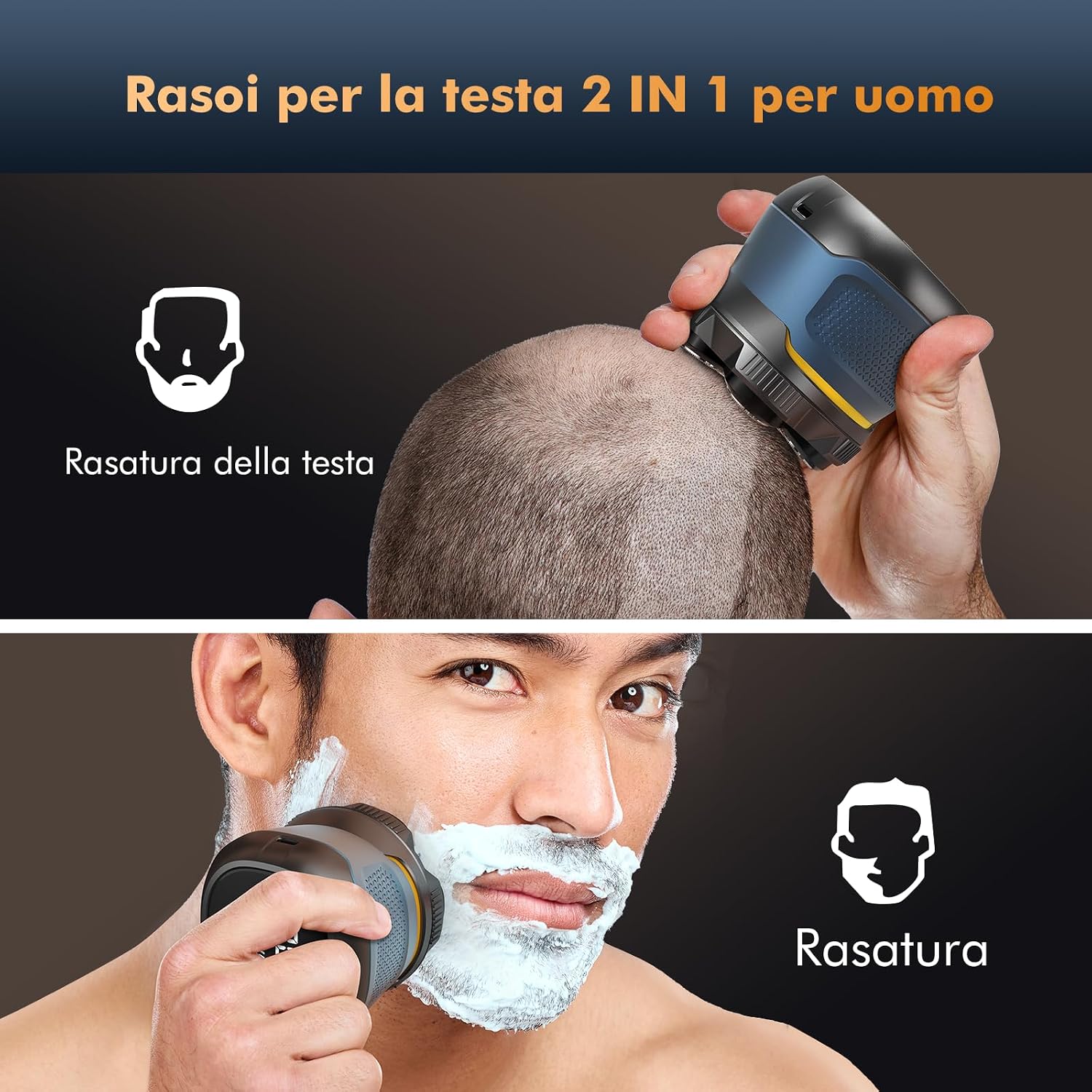 Detalle de Singphere Rasoio Elettrico Testa Calva Uomo – 6D, IPX7, Lame Magnetiche e Display LED