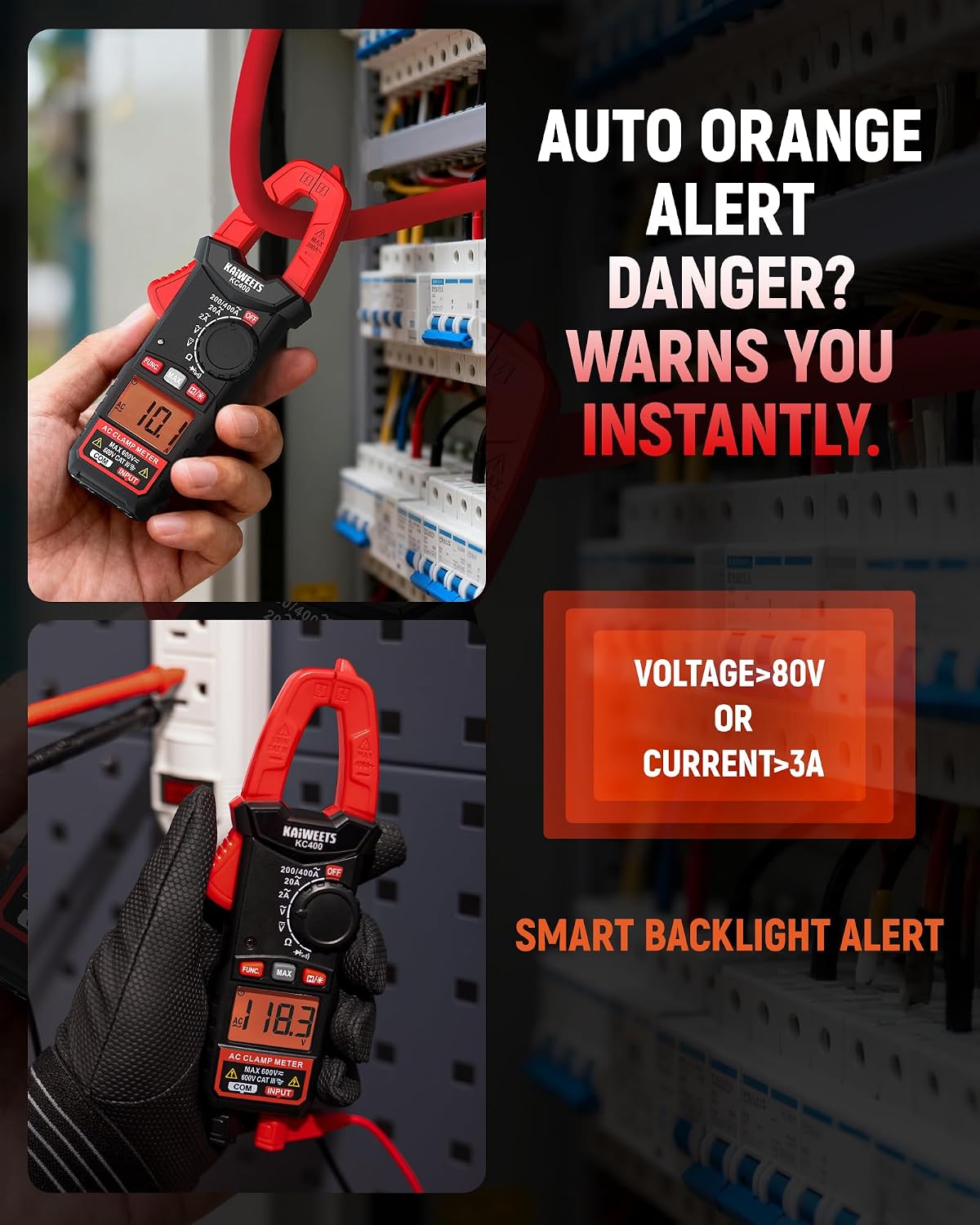 Thumbnail 4 de KAIWEETS KC400 Clamp Meter: 5-in-1 Digital Clamp with 400A, 600V, 2000 Counts