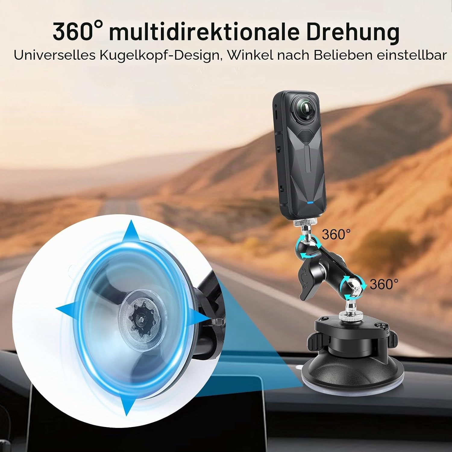 Thumbnail 2 de PULUZ 1/4 Arm Saugnapfhalterung für Actioncams