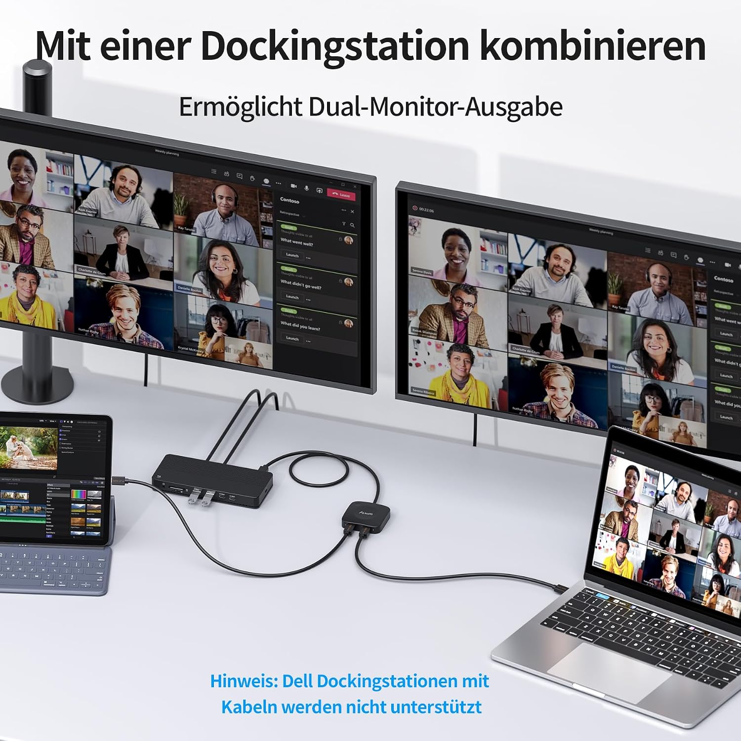Detalle 2 de Alxum USB-C Switch 2 Geräte, 2 Eingänge – 2 in 1 Out, 8K/4K Video, 140W PD, USB4 mit Fernbedienung