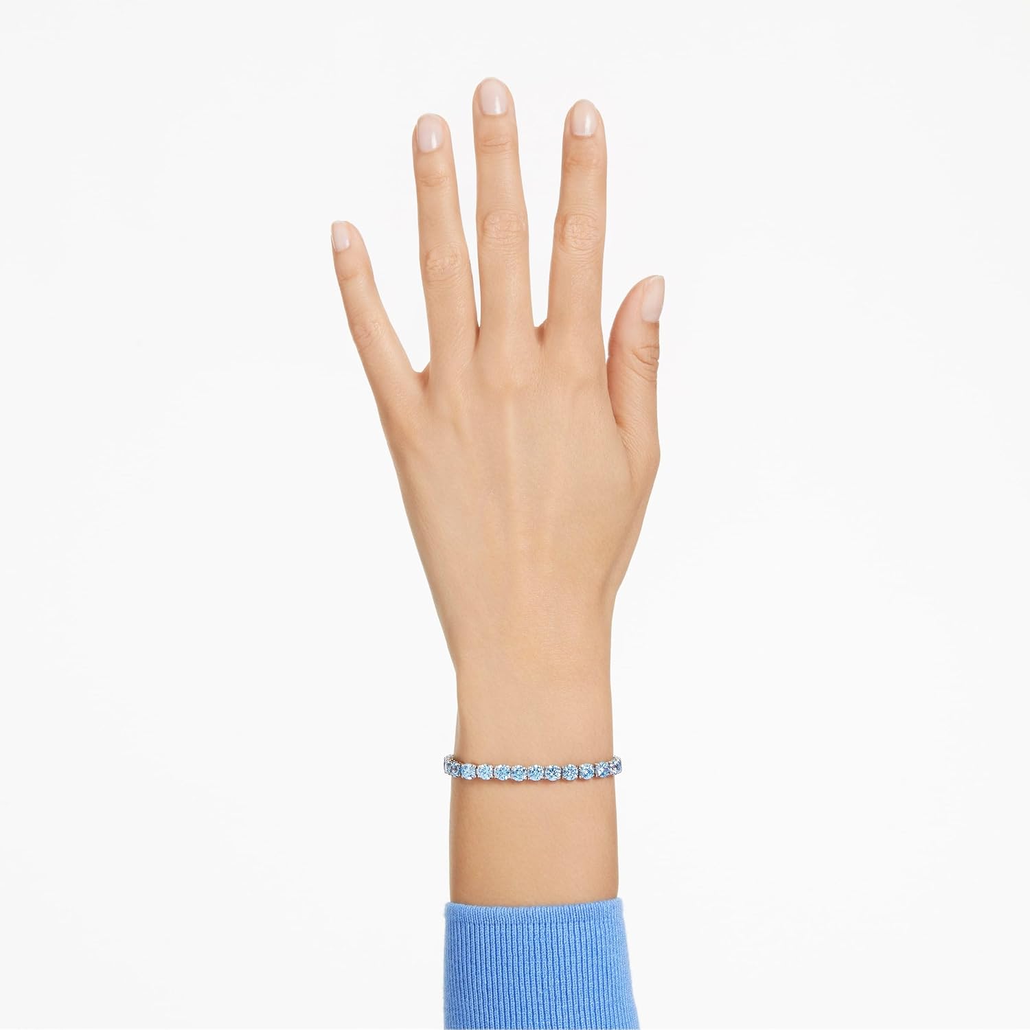 Detalle de Swarovski Braccialetto Matrix Tennis, Taglio Round, Blu – Placcato Rodio