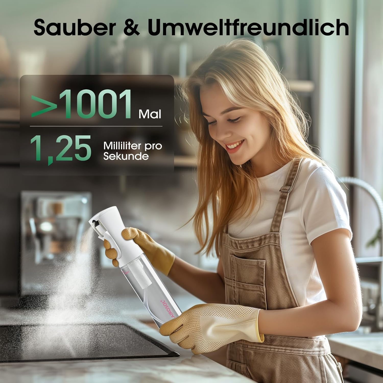 Thumbnail 5 de FLAIROSOL Das Original Sprüher 300 ml – ultrafeiner Nebel, 0,3 mm Zerstäubung, transparent, rosa Druck, wiederauffüllbar