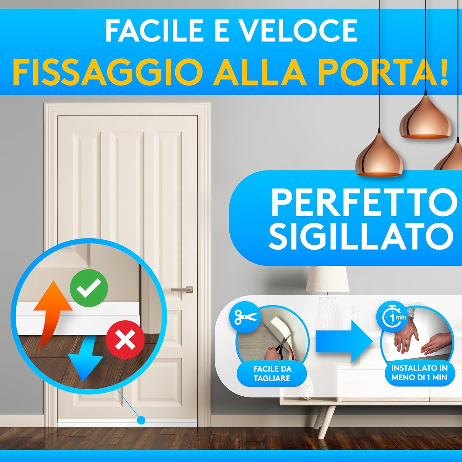 Thumbnail 4 de SilverRack Paraspifferi per Porte Bianco [1x 2m]: Guarnizione autoadesiva per porte, risparmio energetico e protezione dal freddo
