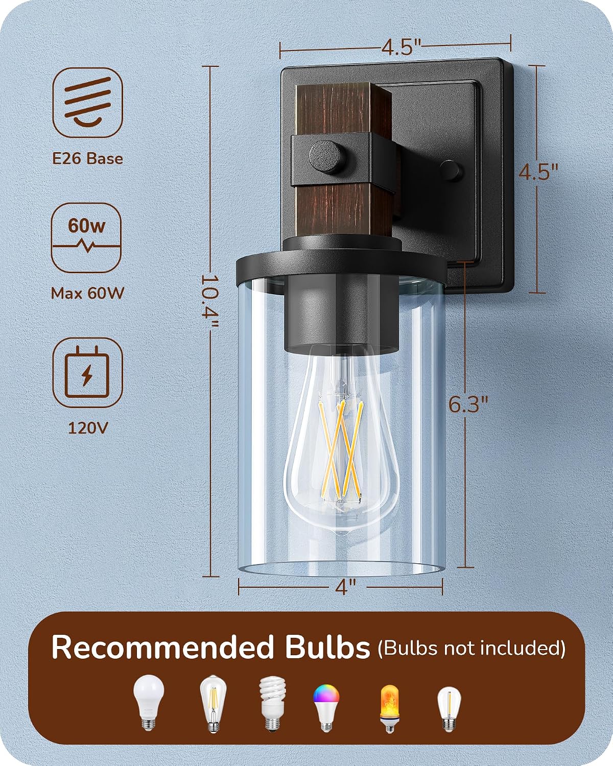 Detalle 2 de EDISHINE Wall Sconces, E26 Socket