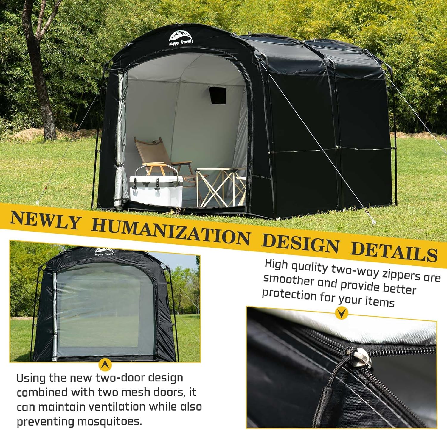 Detalle 2 de HAPPY TRAVEL Bike Storage Tent, XXXL 8–10-Bike Waterproof Oxford Shelter