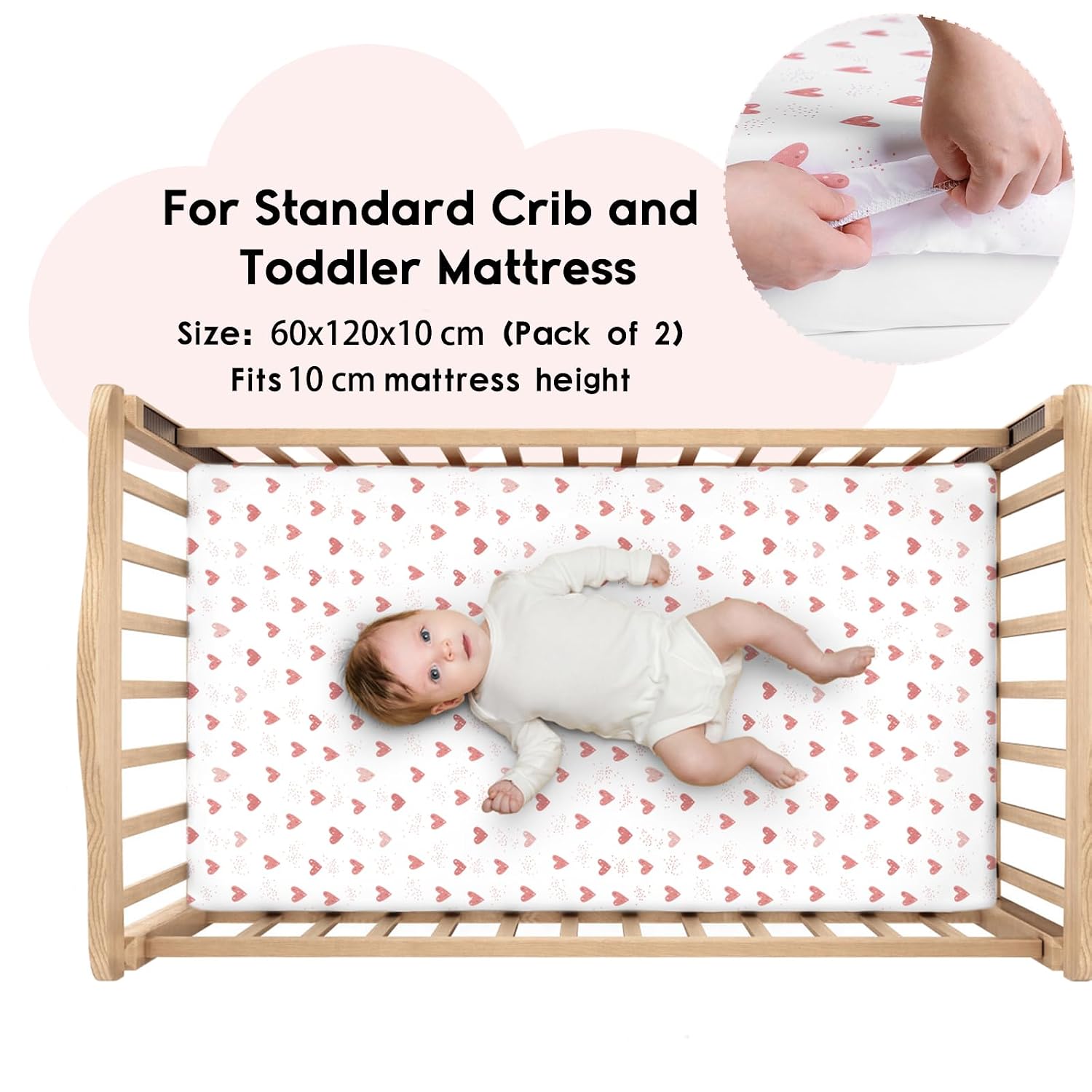 Detalle 2 de Yoofoss Baby Spannbettlaken 60x120 cm 2er Pack