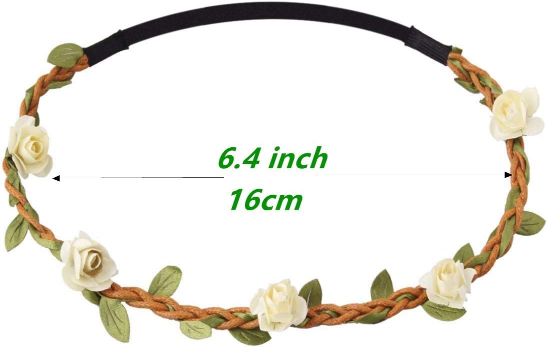 Detalle 2 de Candygirl – Couronnes de fleurs élastiques, 12 Pièces Boho pour fêtes et mariages