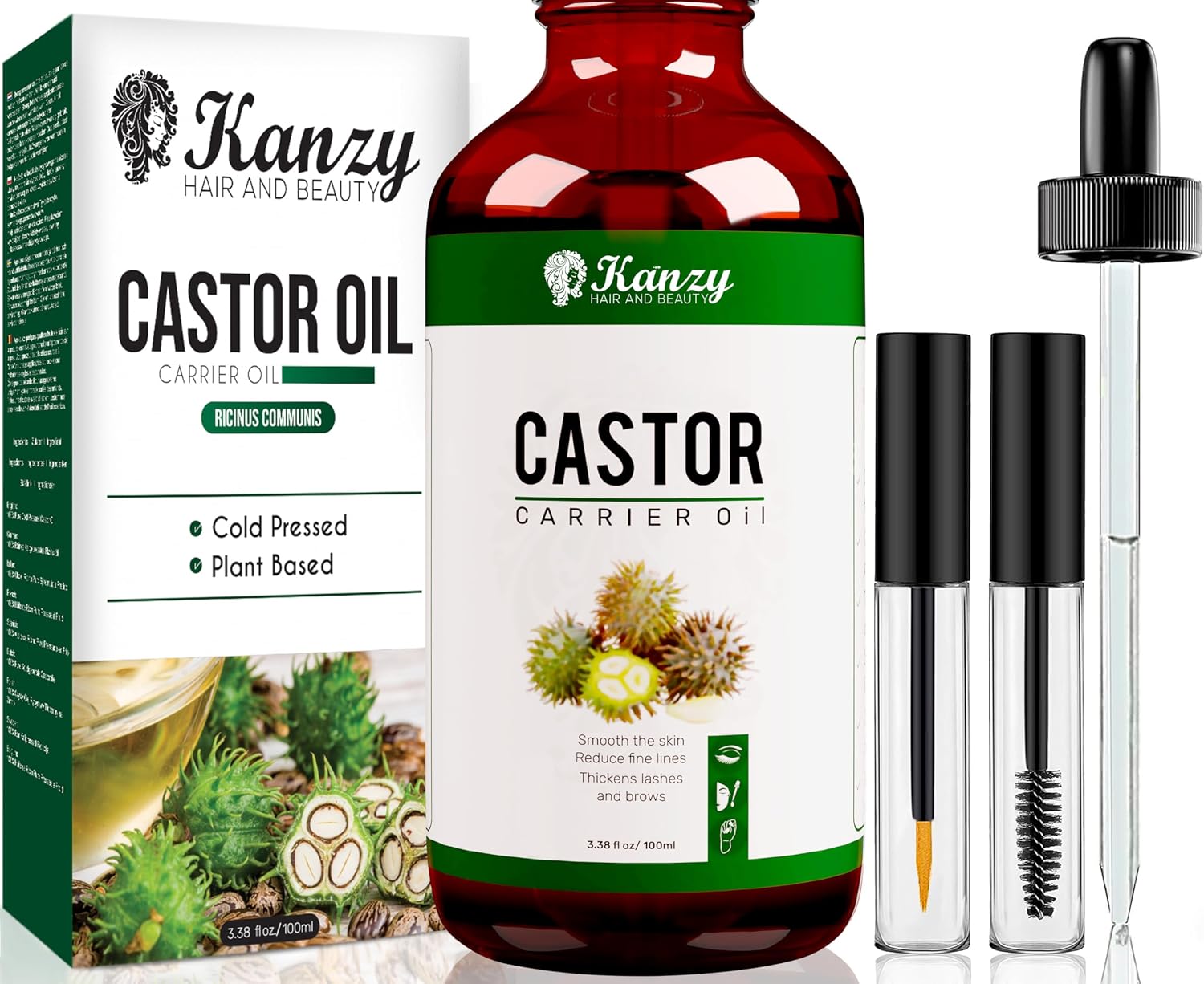 Kanzy Olio di Ricino 100 ml per ciglia e sopracciglia