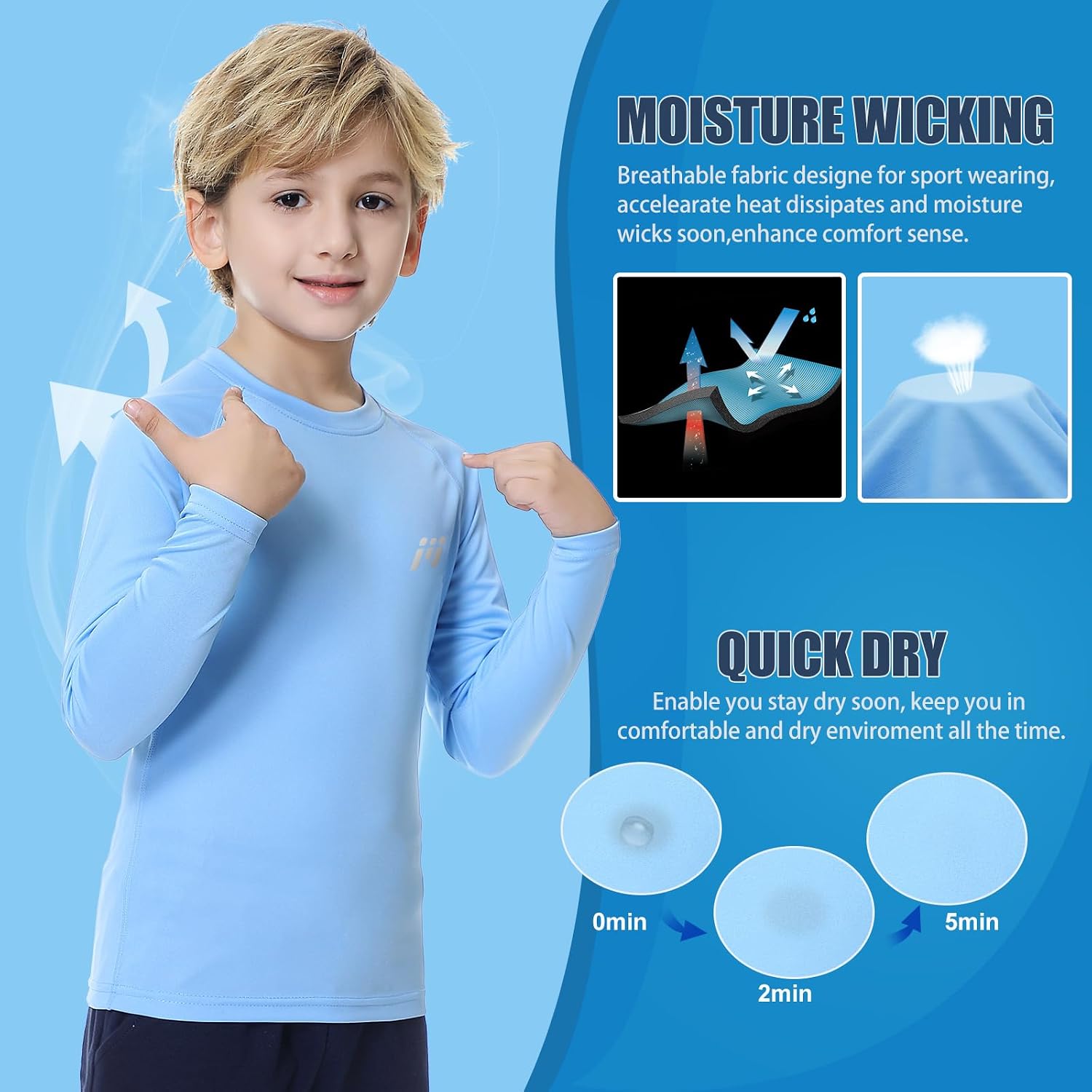 Detalle de MEETWEE Ragazzi Rash Guard a manica lunga UPF 50+ per bambini