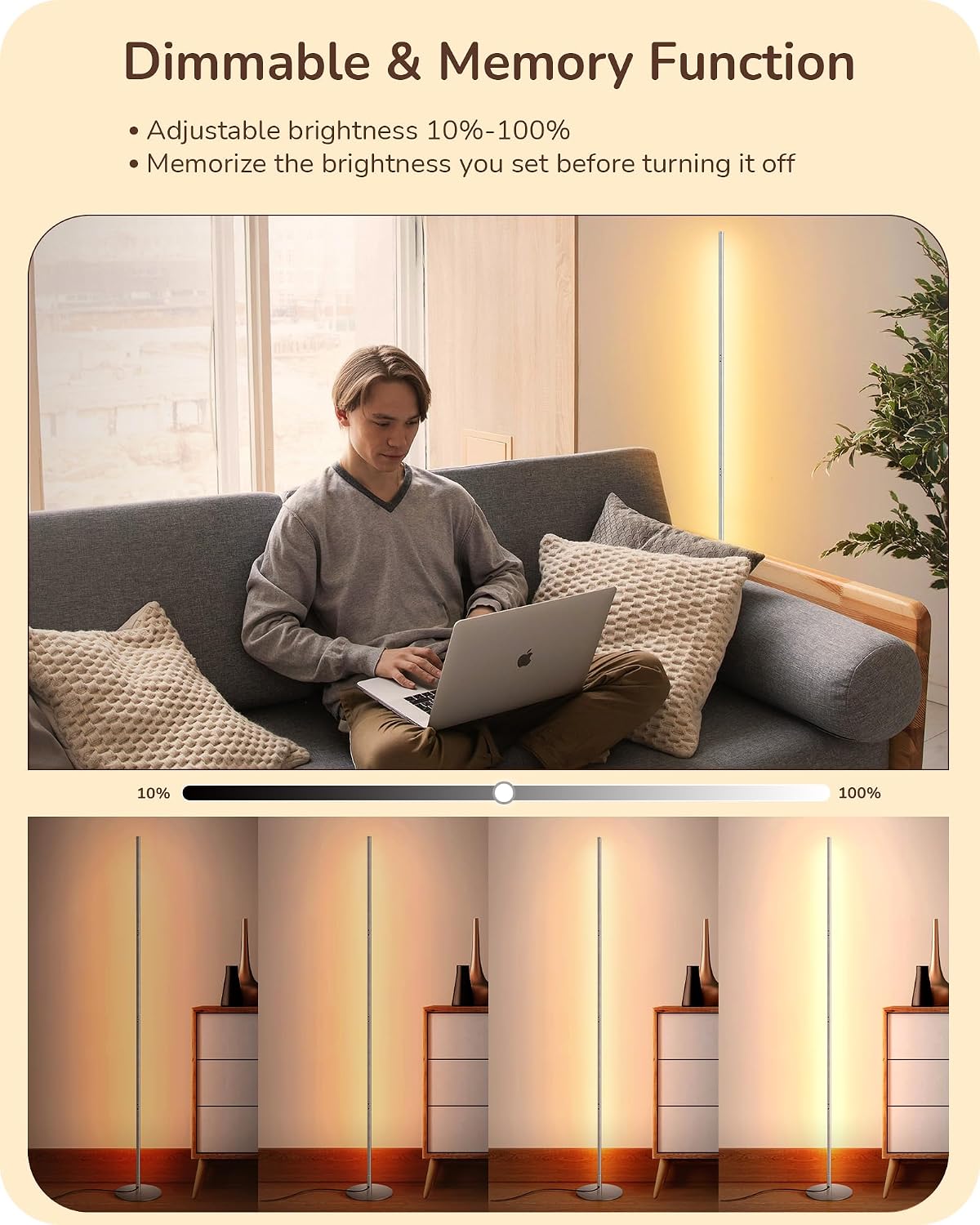Thumbnail 1 de EDISHINE 2 Pack LED Floor Lamp 146cm