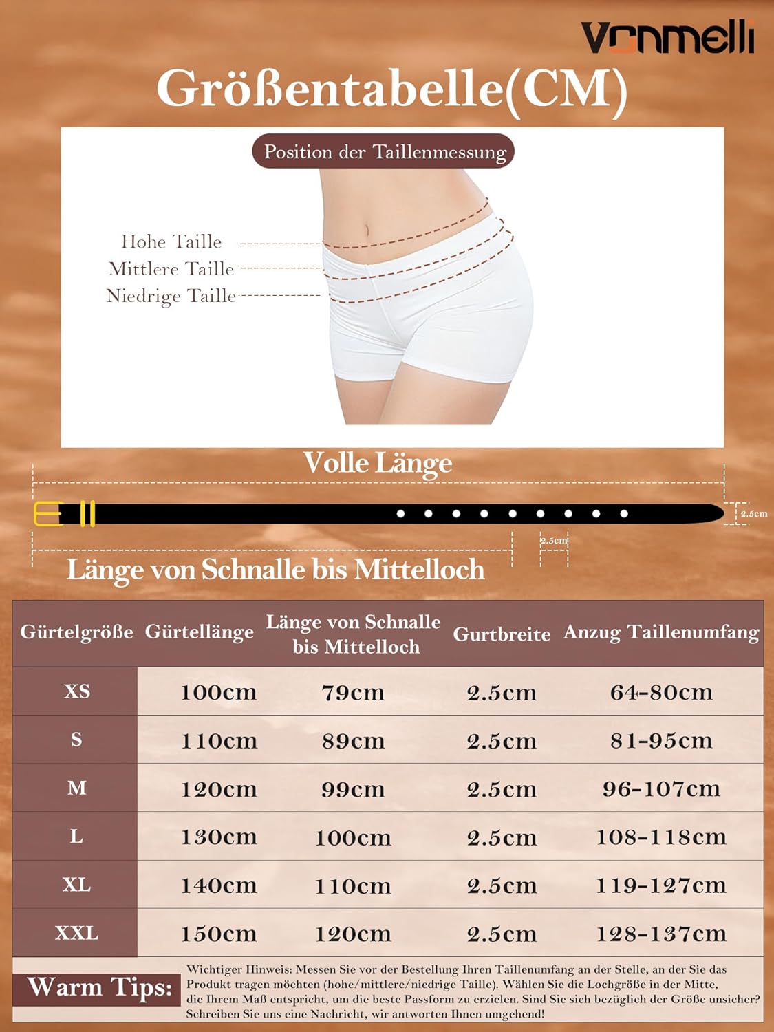 Thumbnail 5 de VONMELLI Damen Gürtel 2er-Set 2,5 cm – schmaler Ledergürtel mit Goldschnalle in Schwarz/Braun