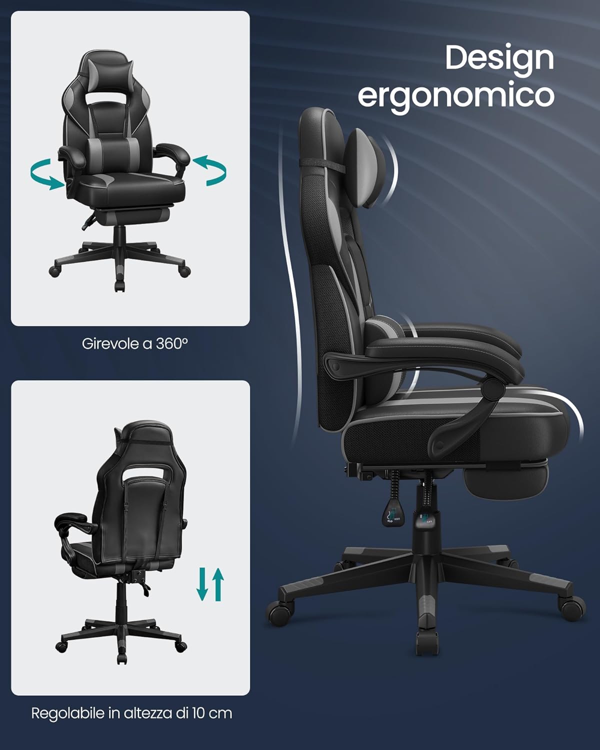 Thumbnail 5 de SONGMICS Sedia da Ufficio OBG073B03 150 kg 💺