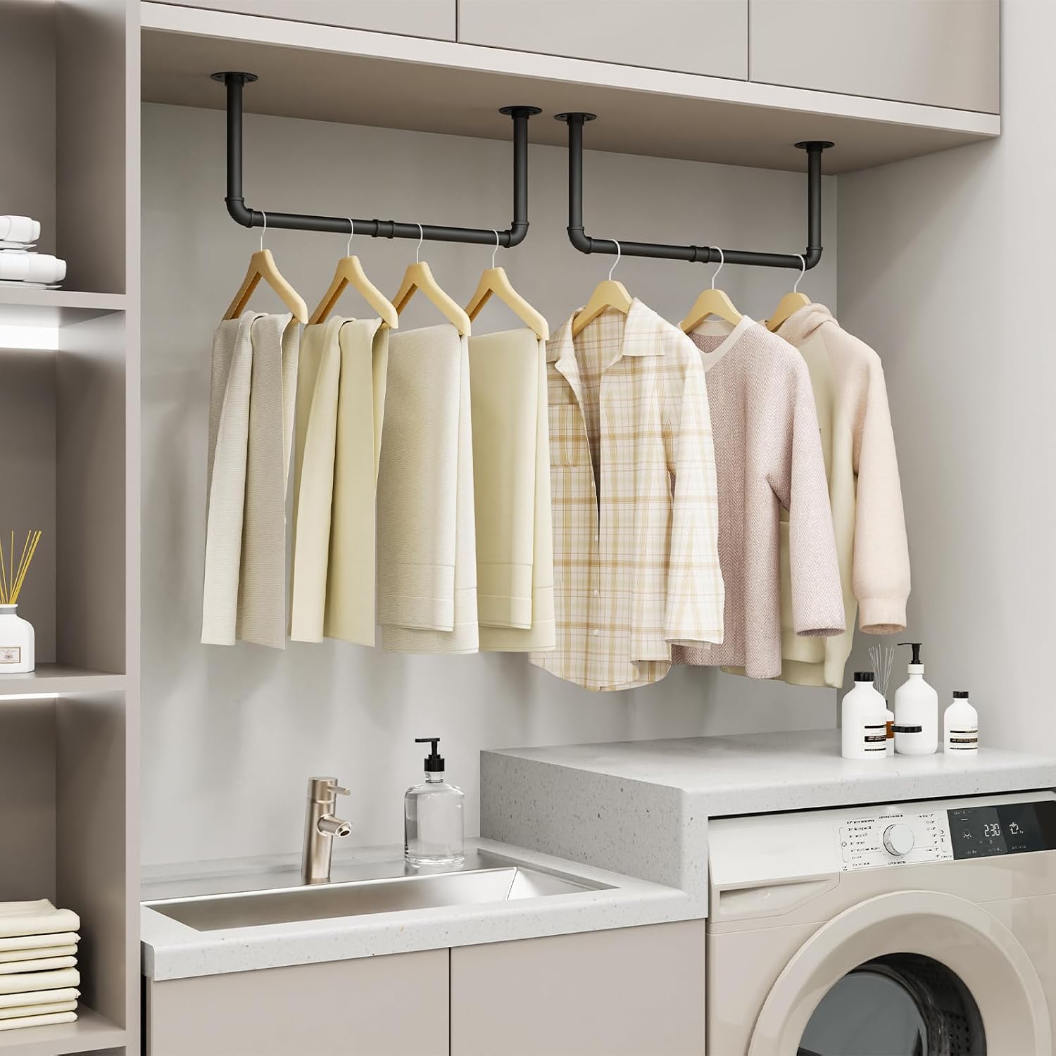 Detalle de YheenLf wandkledingrek van 100 cm in zwart metaal, industriële stijl