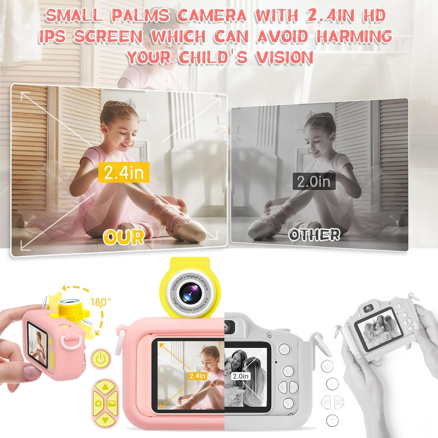 Detalle de ARNSSIEN X101 digitale kindercamera met 2,4-inch IPS-scherm en draaibare lens