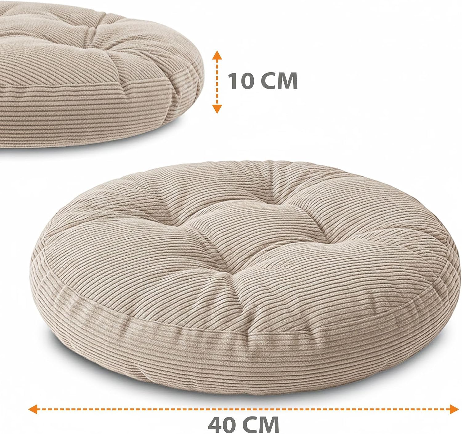 Detalle de Amazinggirl Cuscino Sedia Rotondo 40 cm in velluto a coste Verde – Seduta imbottita, lavabile e fatto a mano nell'UE