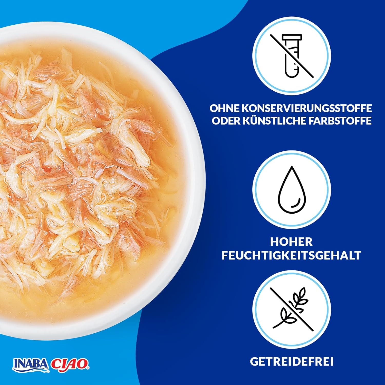 Thumbnail 3 de INABA Ciao Broth Nassfutter für Katzen – getreide- & zuckerfrei, mit 15% Hühnerfleisch und 15% Thunfisch (40 g, 12er Pack)