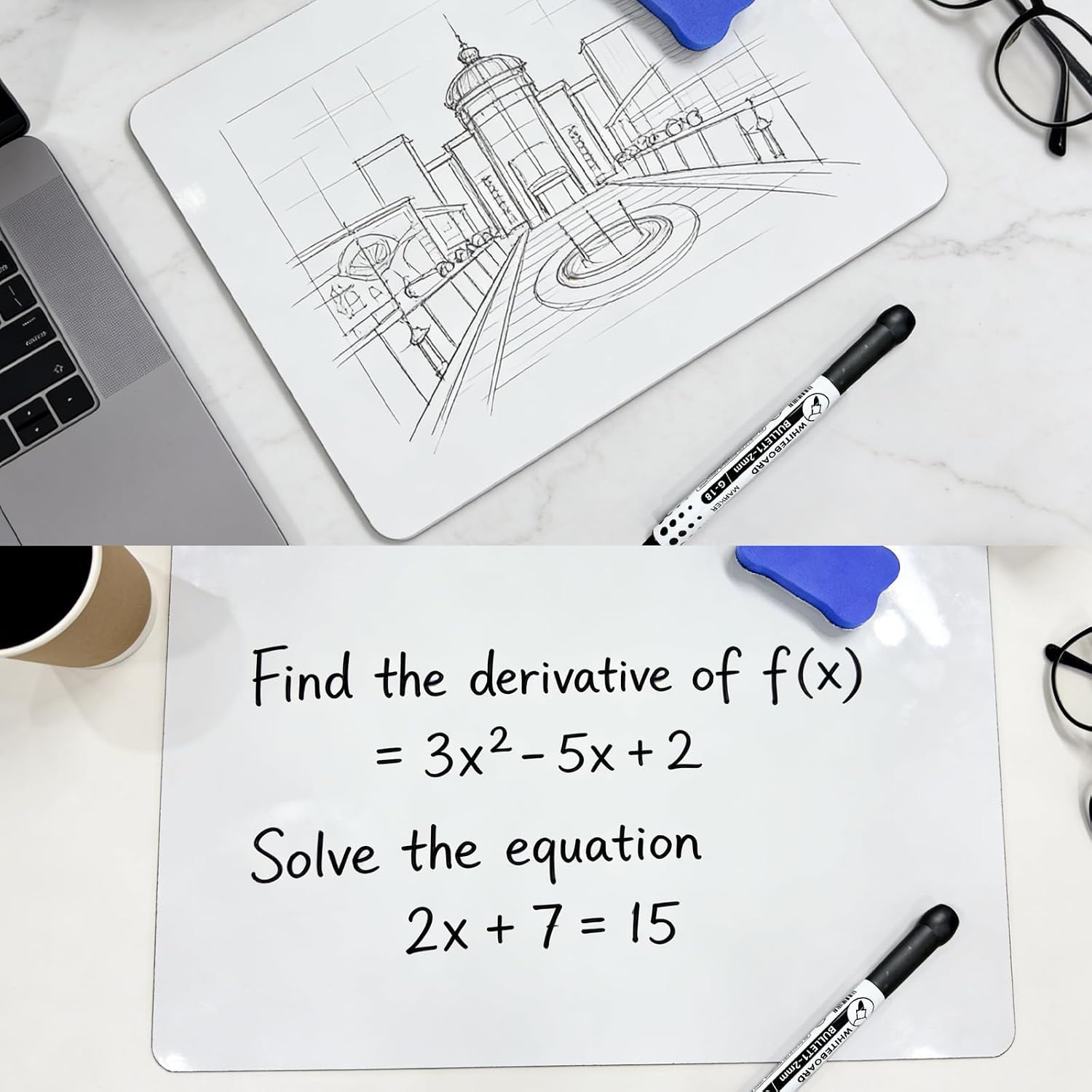 Detalle de VPJ LBTX03 Double-Sided Portable Whiteboard, 9" x 12